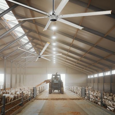 Silenzioso ventilatore di soffitto elettrico industriale ad alta velocità HVLS da 1,5 kW a 24 piedi con motore PMSM